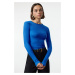 Trendyol Saks Premium Viscose Crew Neck Crop Stretchy Knitted Blouse