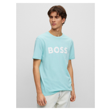 Tričká s krátkym rukávom pre mužov BOSS - tyrkysová, biela Hugo Boss