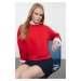 Trendyol Red Rib Detailed Crew Neck Regular/Normal Fit Knitted Sweatshirt