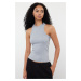 Trendyol Gray Melange Halter Neck Fitted Regular Length Ribbed Flexible Knitted Undershirt