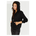 Cool &ampy sexy dámska čierna bunda s kapucňou na zips DY705