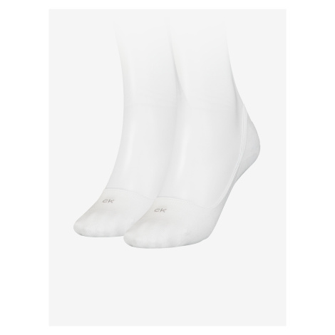 Sada dvoch párov bielych dámskych ponožiek Calvin Klein