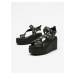 Čierne dámske vzorované sandále na kline Guess Ocilia