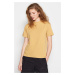 Trendyol Camel 100% Cotton Basic Stand-Up Collar Knitted T-Shirt