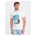 Ombre Men's printed cotton t-shirt California - white