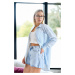 49999 Dewberry Blue Wrinkled Detailed Striped Women Shirt-LIGHT BLUE