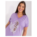 Light purple women's blouse plus size with short sleeves