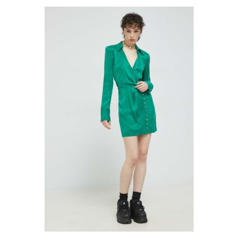 Šaty HUGO zelená farba, mini, priliehavá Hugo Boss