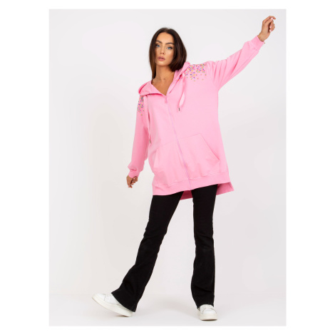 RUE PARIS pink sweatshirt with long zip