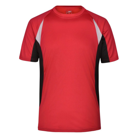 James & Nicholson Pánske funkčné tričko s krátkym rukávom JN391 - Červená / čierna