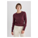 DEFACTO Regular Fit Crew Neck Extra Soft Cashmere Textured Basic Sweater