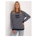 Navy blue and white casual striped blouse