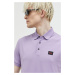 Bavlnené polo tričko HUGO fialová farba,s nášivkou,50490770