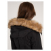 GATE Vatovaná dámska bunda na zips s opaskom a umelou kožušinou na kapucni