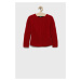 Detský sveter s prímesou vlny United Colors of Benetton červená farba, tenký