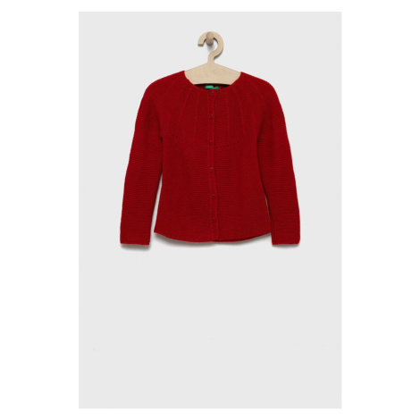Detský sveter s prímesou vlny United Colors of Benetton červená farba, tenký