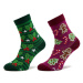 Rainbow Socks Súprava 2 párov vysokých detských ponožiek Xmas Socks Balls Kids Gift Pak 2 Farebn