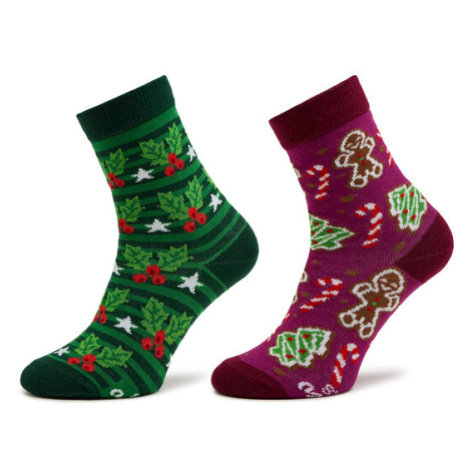 Rainbow Socks Súprava 2 párov vysokých detských ponožiek Xmas Socks Balls Kids Gift Pak 2 Farebn