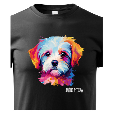 Detské tričko s potlačou plemena Maltézsky psík s voliteľným menom