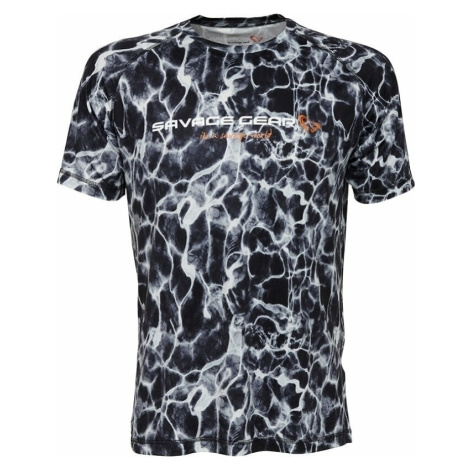 Savage Gear Tričko Night UV T-Shirt Black Waterprint