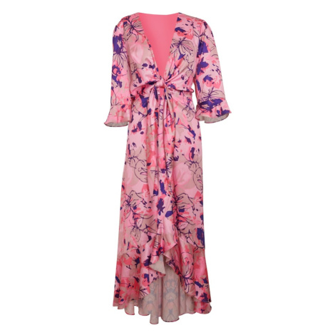 Chi Chi London Šaty  tmavobéžová / indigo / ružová / svetloružová