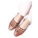 Mio Gusto Helen Tan Color Flat Toe Women's Open Back Flat Shoes