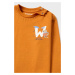 Detské bavlnené tričko s dlhým rukávom Mayoral oranžová farba, s potlačou