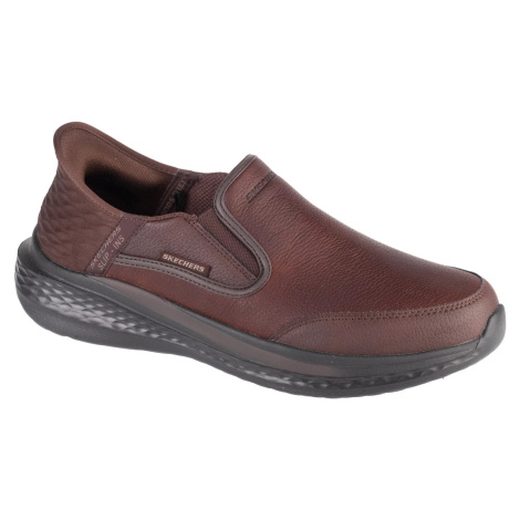 Tmavohnedé pánske kožené tenisky Skechers Slip-Ins: Slade 205237-RDBR