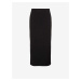 Čierna rebrovaná midi sukňa s rozparkom Pieces Kylie