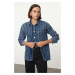 Trendyol Blue Jewelled Denim Shirt