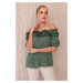 Spanish blouse with a small khaki ruffle