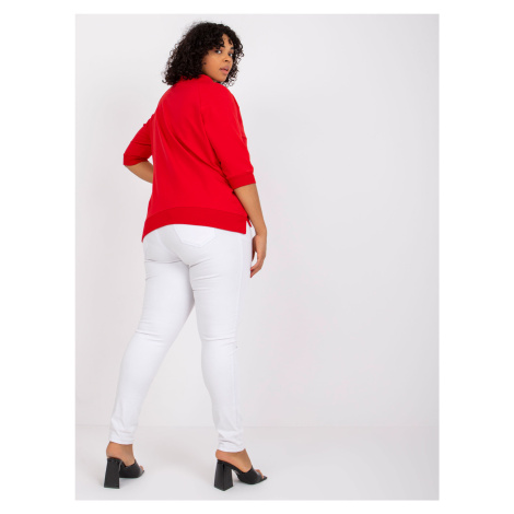 Red blouse plus size with Rosalie print