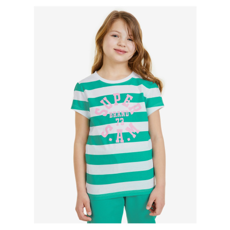 Bielo-zelené detské pruhované tričko SAM 73 Siobhan
