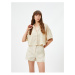 Koton Relaxed Fit Crop Short Sleeve Shirt Buttoned