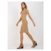 Camel smooth dress with turtleneck