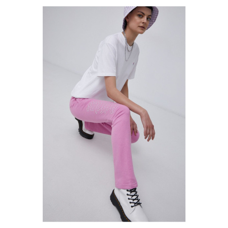Nohavice adidas Originals HF6771 dámske, ružová farba, s nášivkou