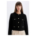 DEFACTO Crop Crew Neck Button-Down Blazer Jacket