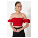 Trendyol Red Crop Woven Bustier