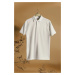 Trendyol White Regular/Normal Cut Basic 100% Cotton Textured Polo Neck T-shirt