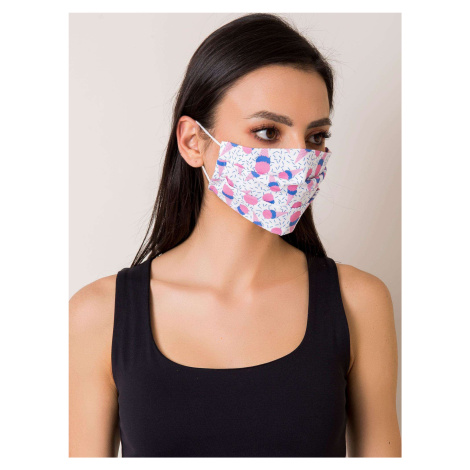 White cotton protective mask with print