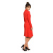 B044 Trapézové šaty s rebrovaným lemovaním - červené