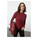 Trendyol Burgundy Double Breasted Gathered/Drape Detailed Slim/Fits Body Knitted Blouse