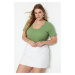 Trendyol Curve Dark Mint Collar Detailed Knitted T-shirt