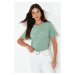 Trendyol Mint More Sustainable 100% Cotton Relaxed/Crop Piping and Printed Knitted T-Shirt