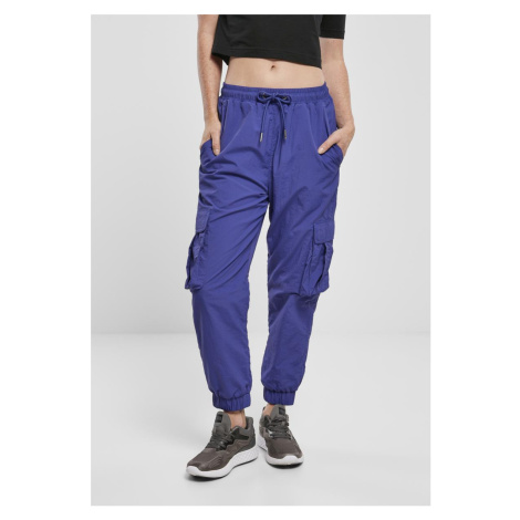 Women's Wavy Nylon High Waisted Cargo Pants Blue Purple