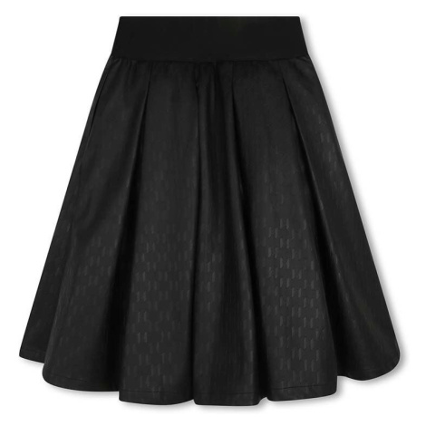 Dievčenská bavlnená sukňa Karl Lagerfeld čierna farba, mini, áčkový strih