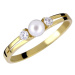 Brilio Nežný prsteň zo žltého zlata s kryštálmi a pravou perlou 225 001 00241 00 50 mm