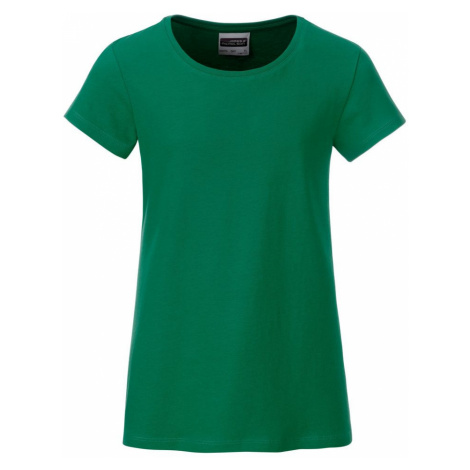 James & Nicholson Klasické dievčenské tričko z biobavlny 8007G - Írska zelená