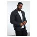 Trendyol Anthracite FL Men's Regular Half Turtleneck Hair Knit Sweater Plus Size Cardigan