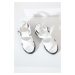 Kožené sandále Answear Lab biela farba